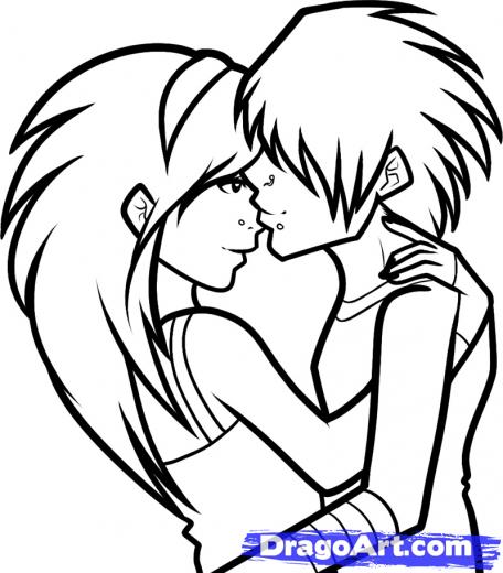 456x520 Step How To Draw An Emo Couple, Emo Couple