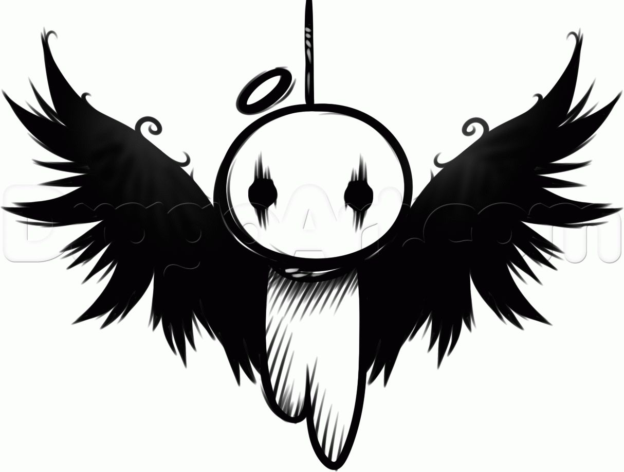 1214x917 Dark Angel Clipart Easy Emo Drawing