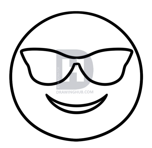 486x475 How To Draw Cool Emoji, Step