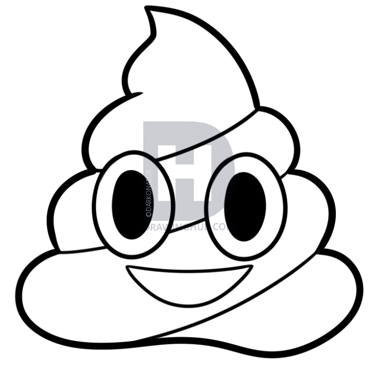 755x720 How To Draw The Poop Emoji, Step