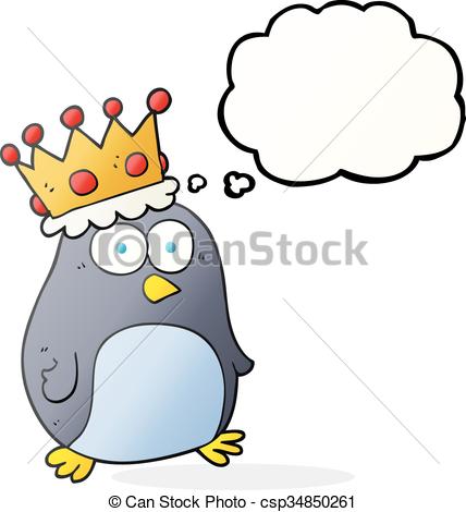 428x470 Freehand Drawn Thought Bubble Cartoon Emperor Penguin
