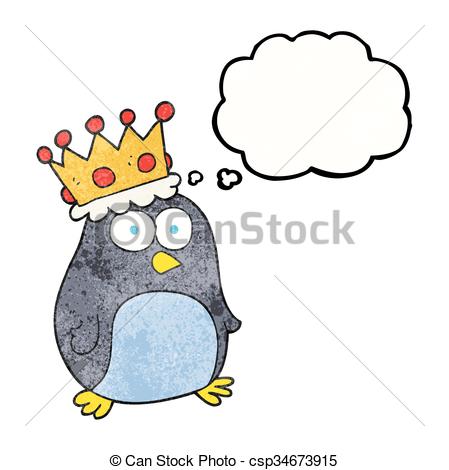 449x470 freehand drawn thought bubble textured cartoon emperor penguin