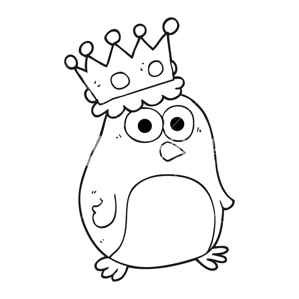 1000x1000 Freehand Drawn Black And White Cartoon Emperor Penguin Royalty