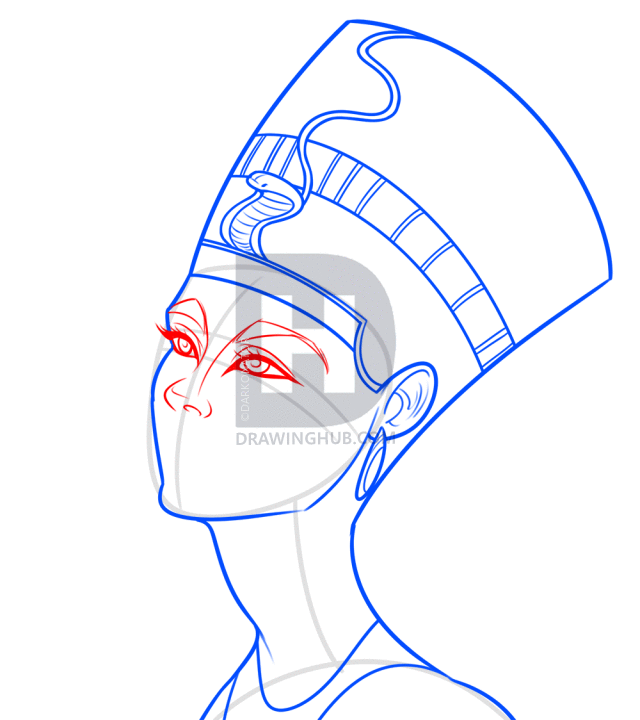 640x720 draw nefertiti, egyptian queen, step