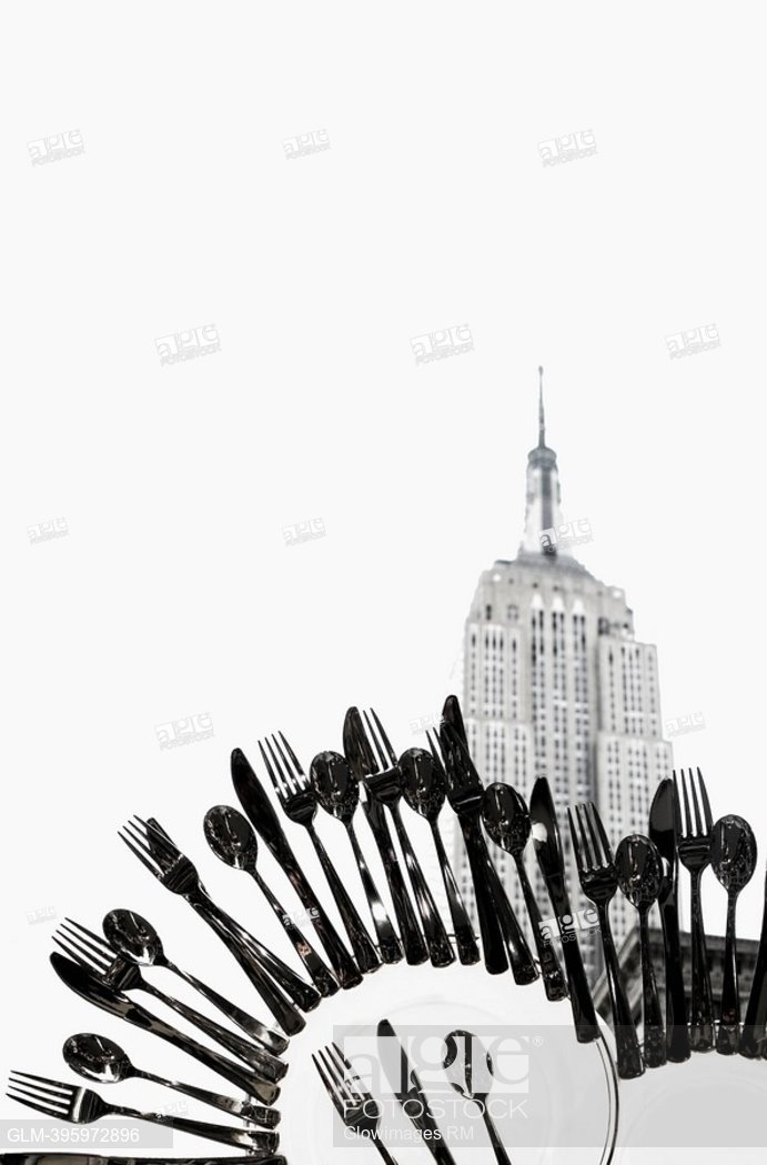691x1049 Cutleries Superimposed On A Building, Empire State Building