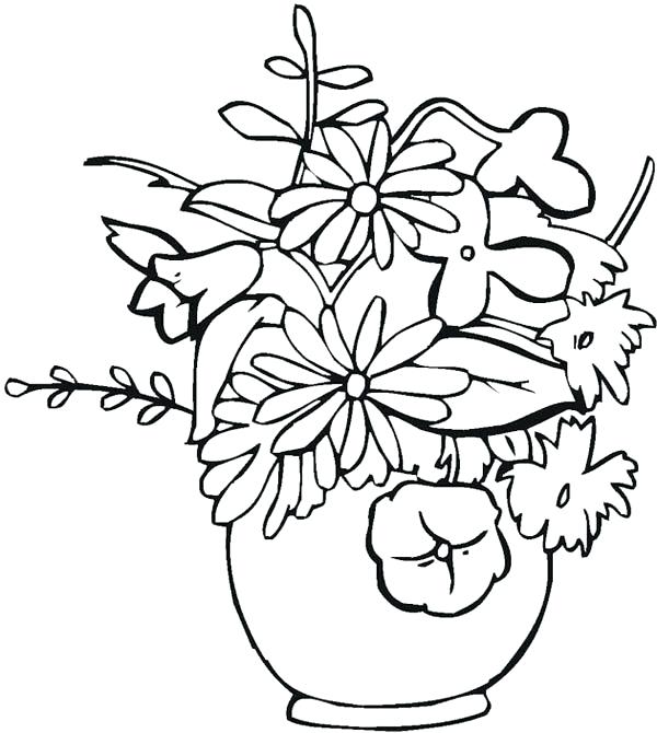 600x670 Flower Vase Coloring Pages How To Draw