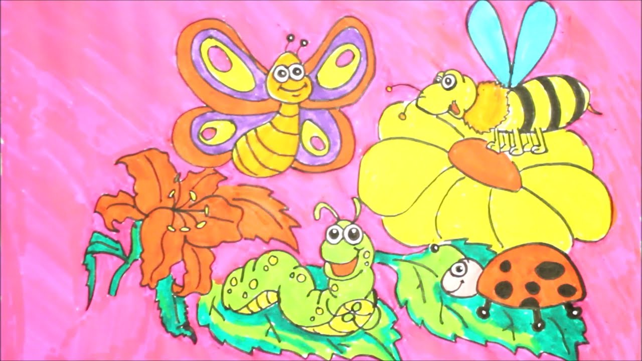 1280x720 Drawing And Coloring Beautiful Insects Watch Till The End!