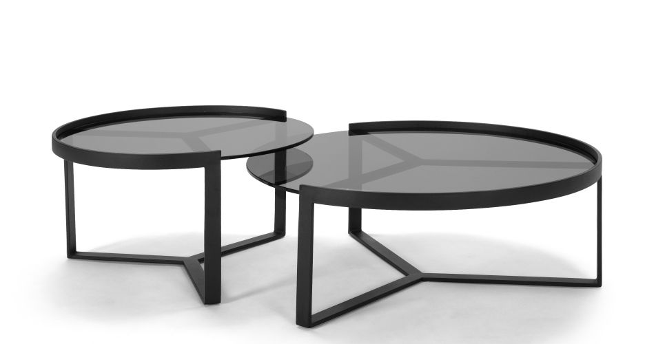 965x500 Aula Nesting Coffee Table, Black And Grey Low Tables