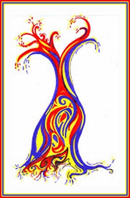 448x682 Energy Tree, Red, Blue, Yellow Drawing