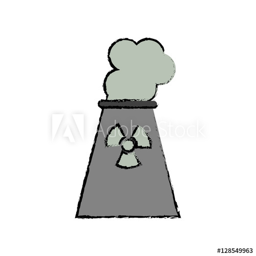 500x500 Drawing Nuclear Power Plant Tower Energy Vector Illustration