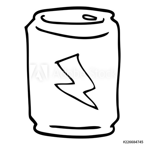 500x500 Line Drawing Cartoon Of A Can Of Energy Drink