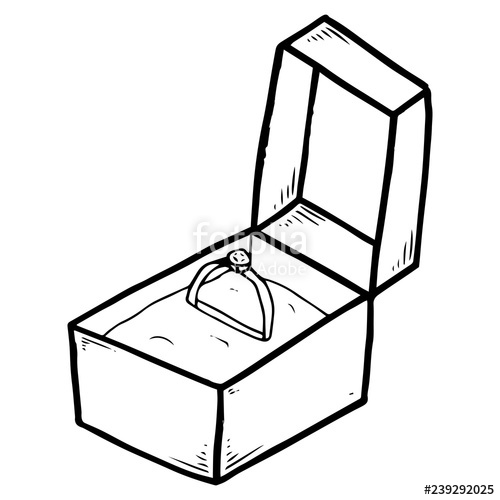 500x500 Box With An Engagement Ring Vector Illustration Box With Ring