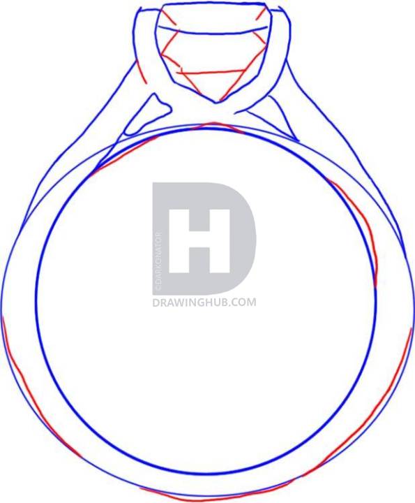 595x720 How To Draw A Diamond Ring, Step