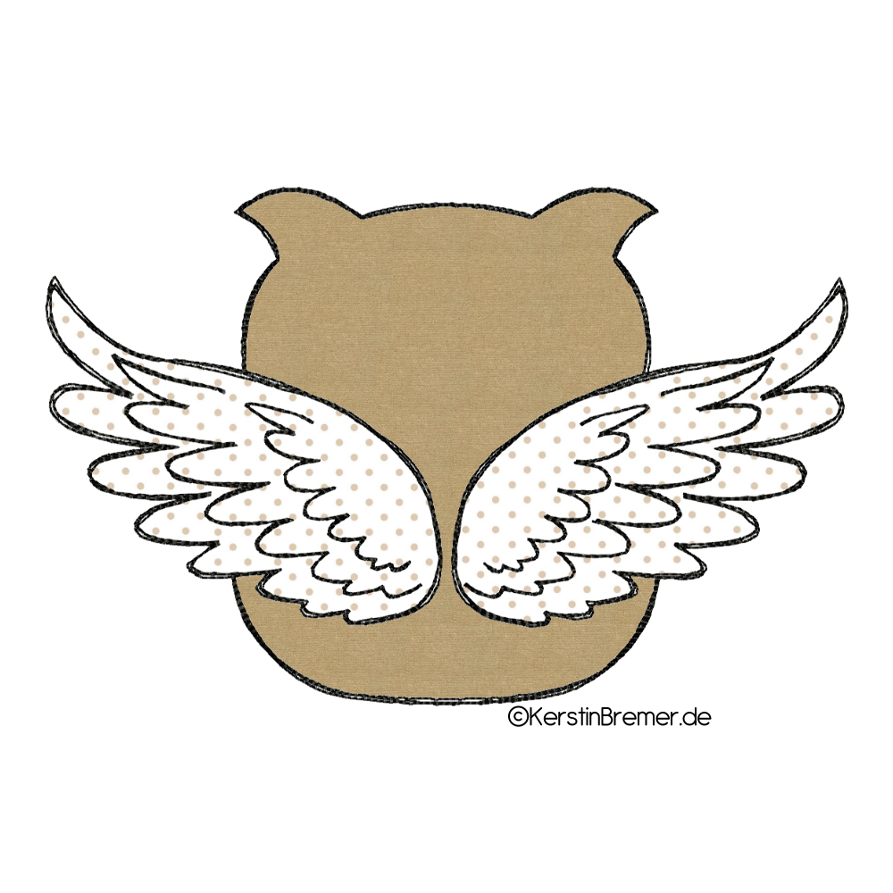 1000x1000 Engel Eule Doodle Stickdatei