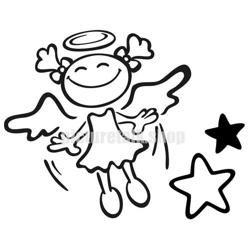 500x500 engel mit sternen sw picturetalk shop