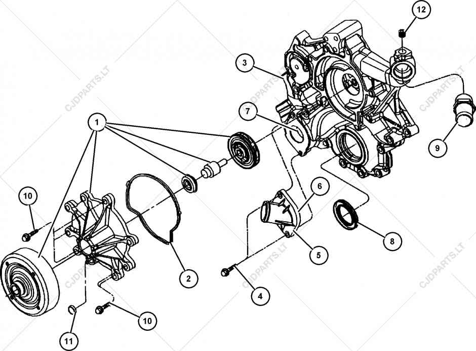 940x695 Water Pump And Related Parts, Engine For Durango, Cjd