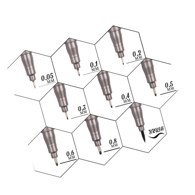 640x640 black micro line pens for drafting
