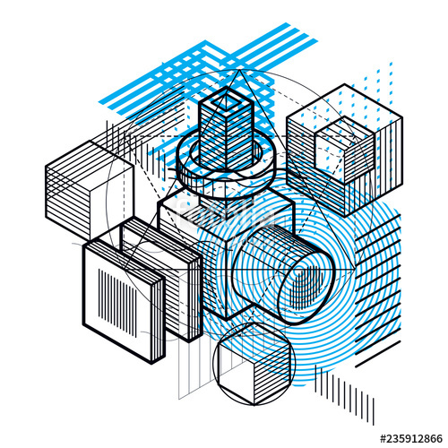 500x500 Abstract Background With Isometric Elements, Vector Linear Art