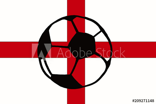 500x334 Football Ball And England Flag Hand Drawn Simple Illustration