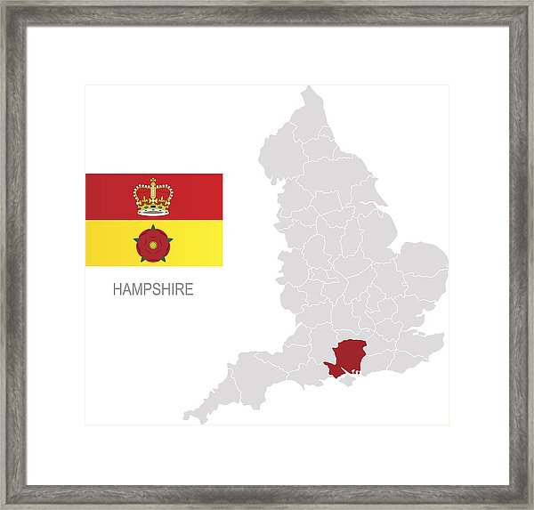 600x573 Flag Of Hampshire And Location On England Map Framed Print