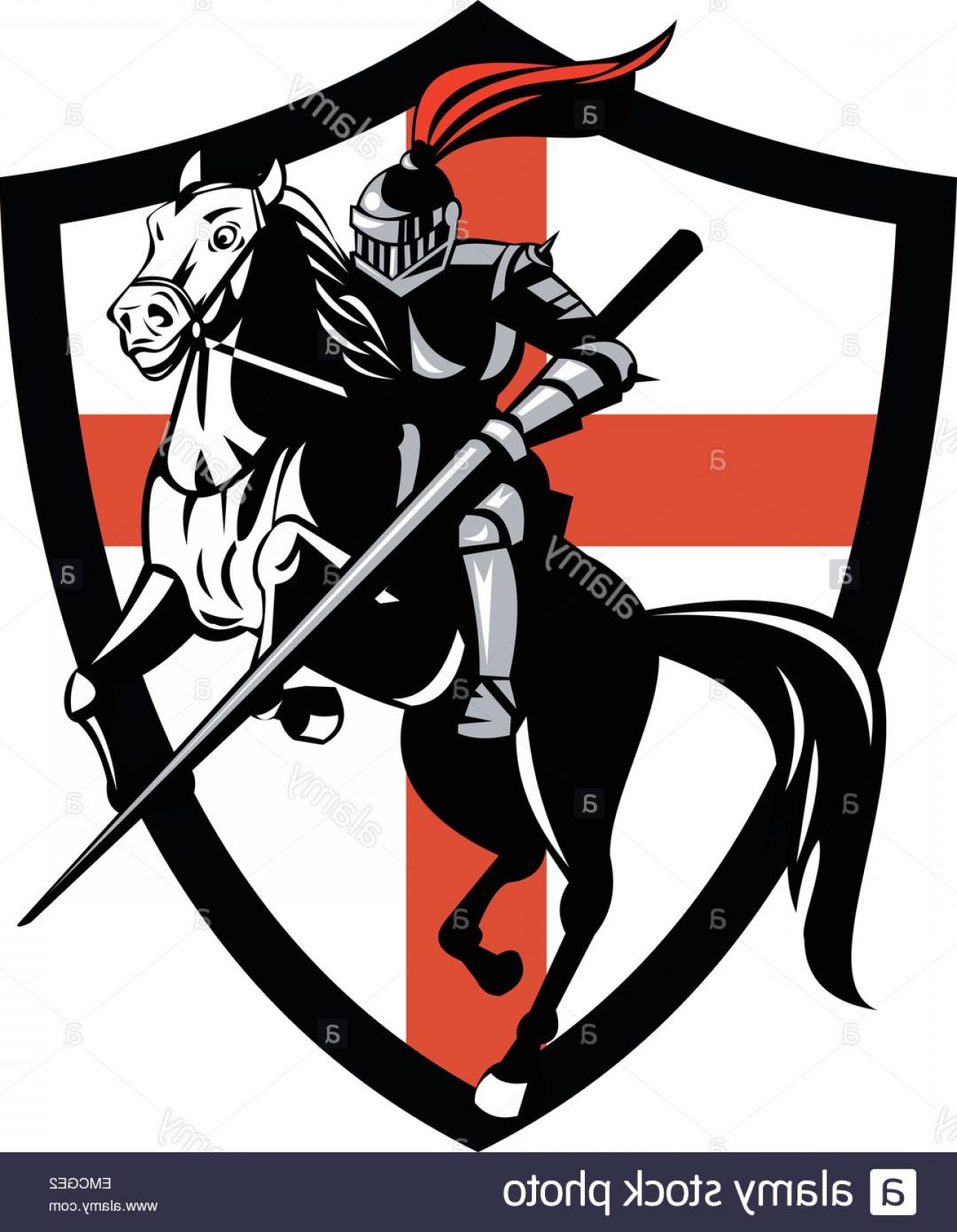 1296x1668 Stock Photo English Knight Riding Horse England Flag Retro