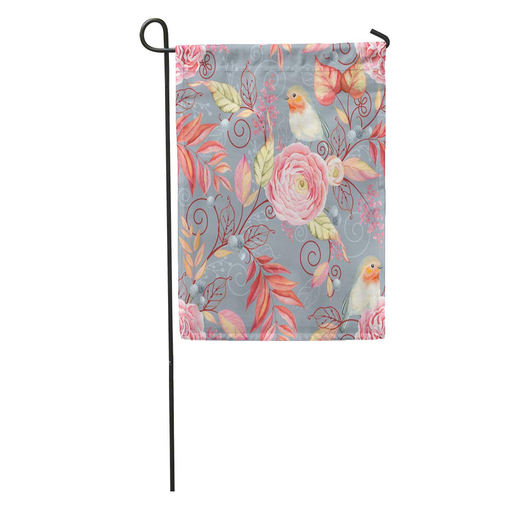 1042x1042 Semtomn Garden Flag Abstraction Bird Robin Flowers