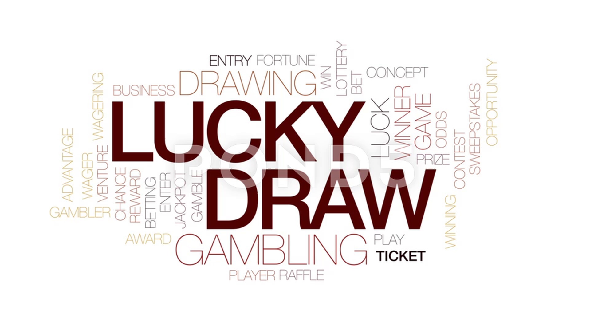 1920x1080 Lucky Draw Animated Word Cloud, Text Design Animation Kinetic