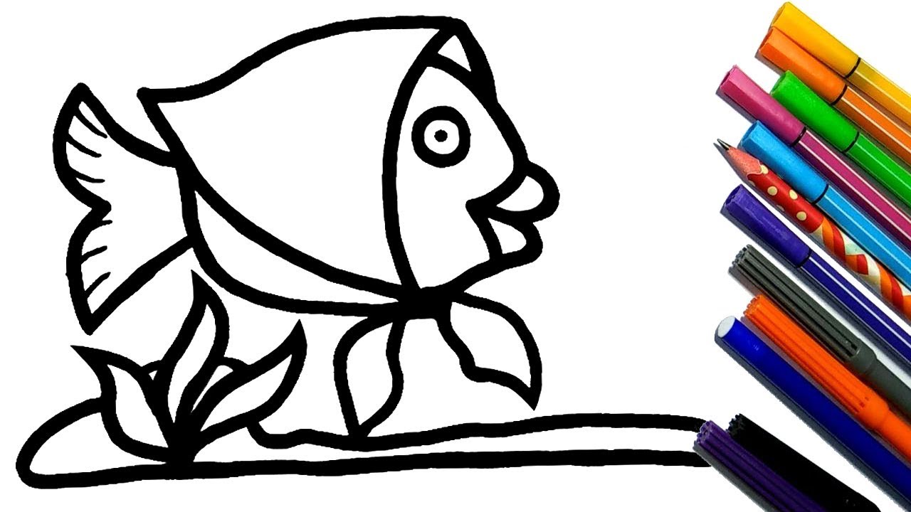 1280x720 Fish Drawing Coloring For Kids Animation And Entertainment