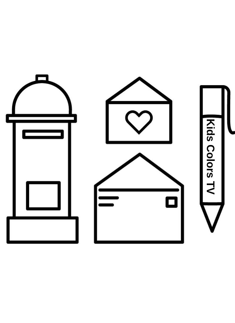 800x1100 envelope coloring pages for kids how to draw envelope post box