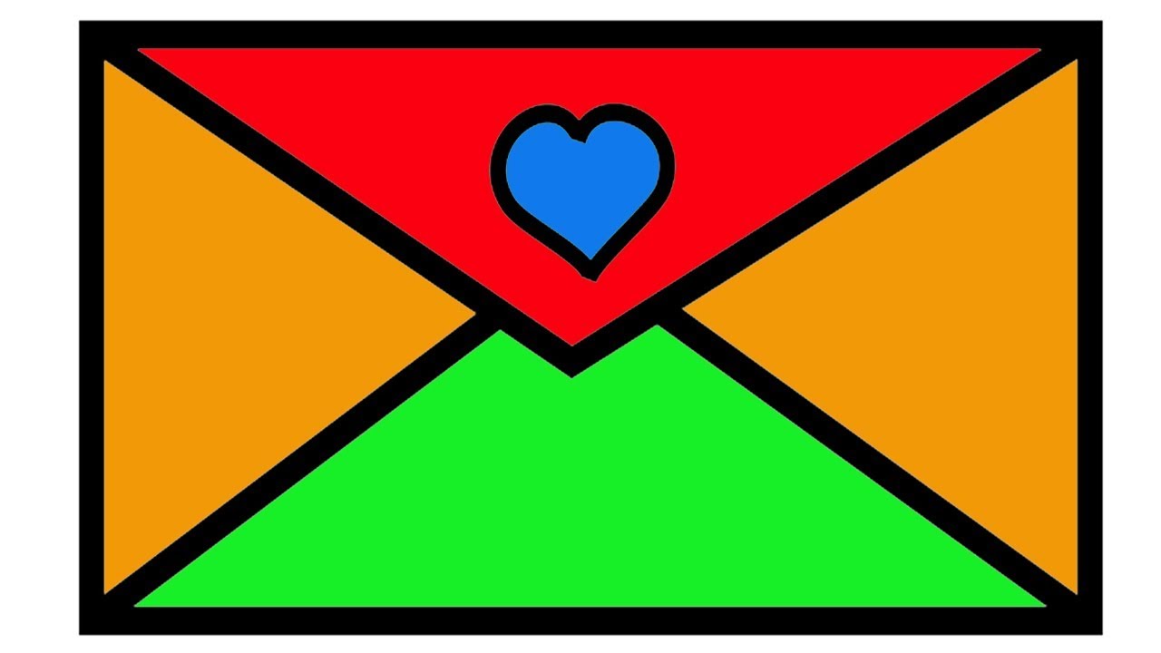 1280x720 How To Draw Envelope For Kids Colorful Drawing And Coloring