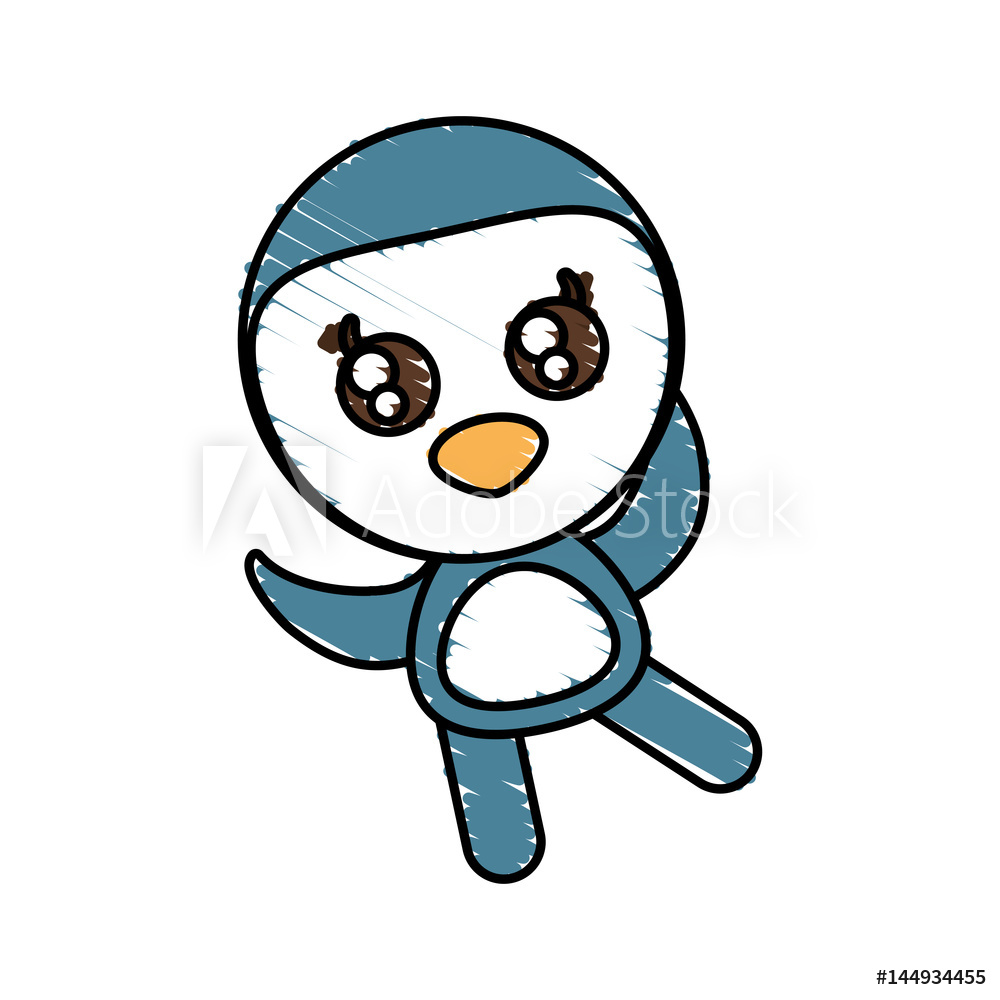 1000x1000 Photo Art Print Drawing Penguin Animal Character Vector