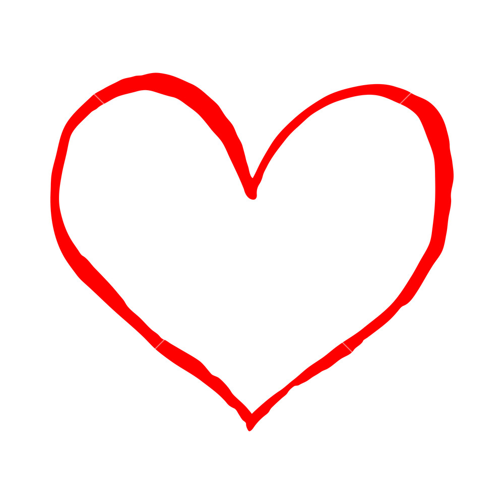 1000x1000 Red Heart Isolated On White Background Sketch Drawing Was Drawn