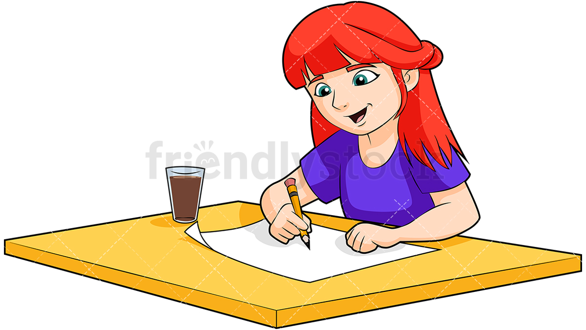 1200x675 redhead little girl drawing cartoon vector clipart