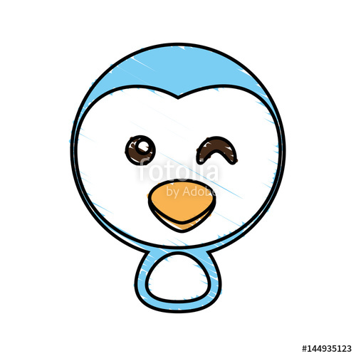 500x500 Drawing Penguin Face Animal Vector Illustration Stock
