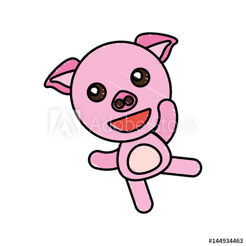500x500 Drawing Piggy Animal Character Vector Illustration