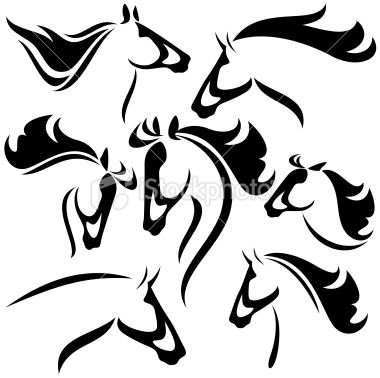 380x378 Horse Head Outlines
