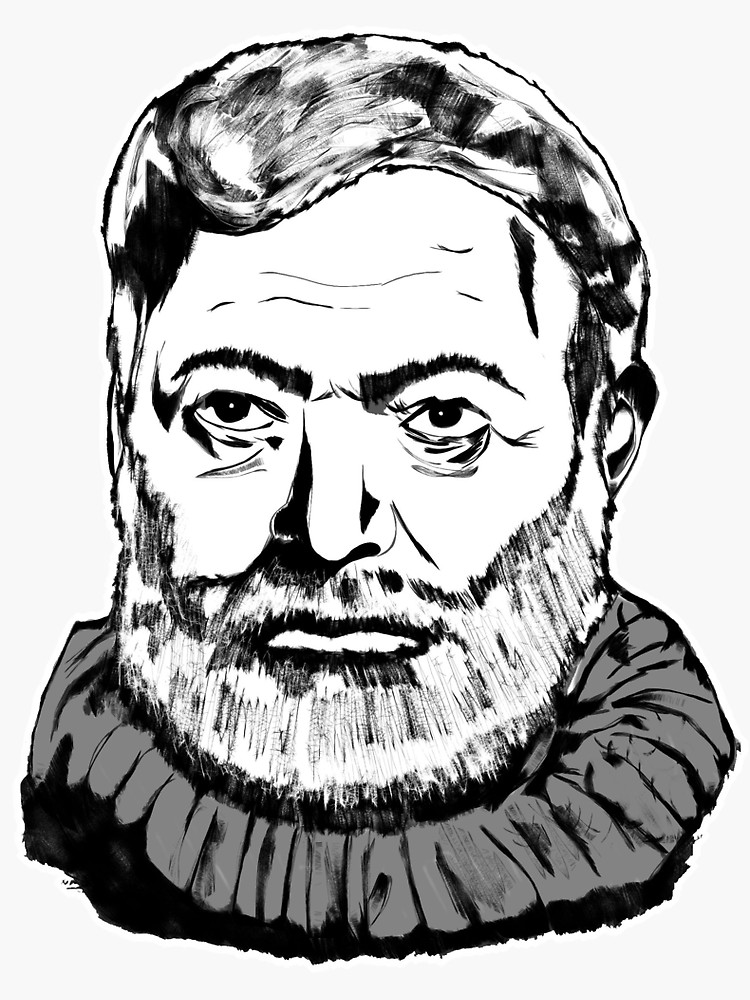 750x1000 Ernest Hemingway Digital Art Design Sticker Von Sarahzinkann