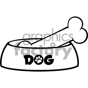 300x300 Royalty Free Rf Clipart Illustration Black And White Dog Bowl