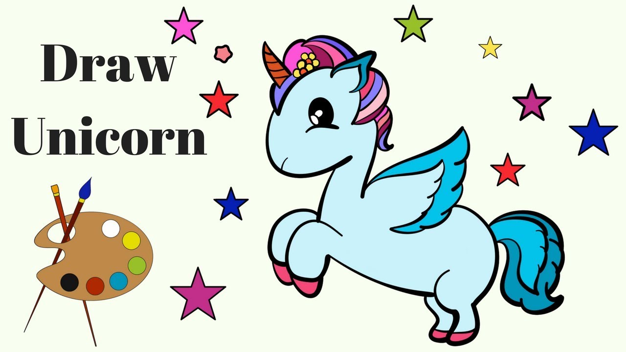 1280x720 Draw Unicorn Coloring Pages Drawing For Kids How To Draw