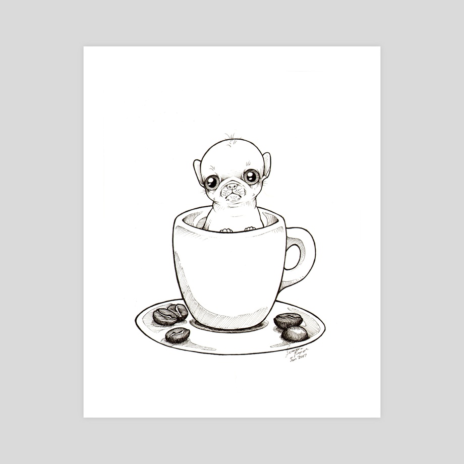 920x920 espresso cup puppy, an art print