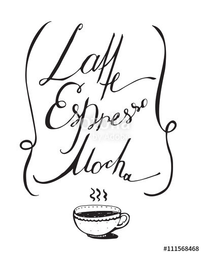 398x500 Vector Black And White Illustration With Hand Drawn Lettering