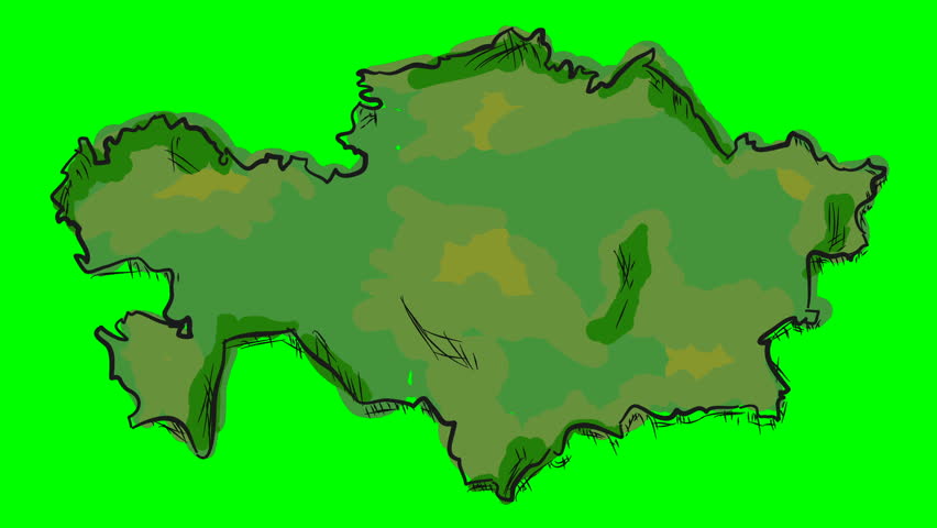 852x480 Kazakhstan Drawing Colored Map On Stock Footage Video