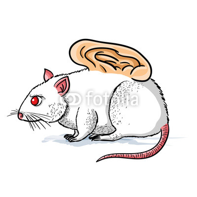 400x400 Vector Illustration Of White Mouse With A Human Ear Grafted In Its