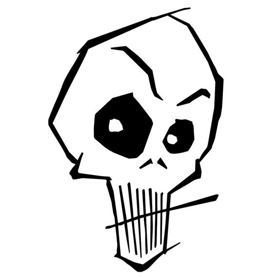 570x570 Sick Stylized Skull Clipart Ink Drawing Illustration Perfect Etsy