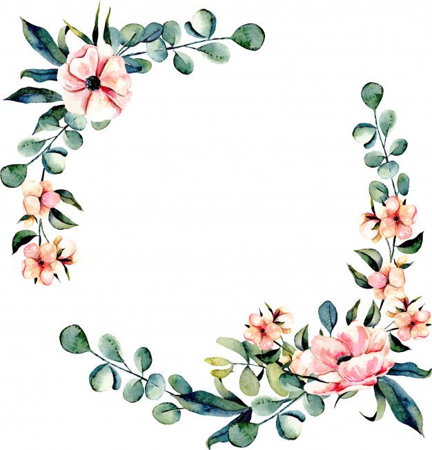 626x652 wreath frame pink flowers and eucalyptus branches premium vector
