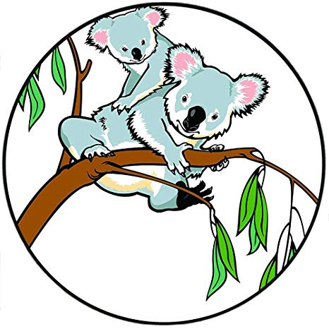 466x466 Short Plush Round Rug Mother And Baby Koala Climbing
