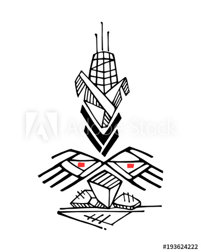 400x500 Jesus Christ Hands, Corn And Eucharist Ink Illustration