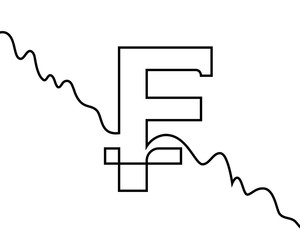 300x240 linear euro sigh and falling line chart continuous line drawing