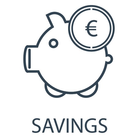 450x450 Vector Illustration Line, Outline Drawing Savings, Piggy Bank Icon