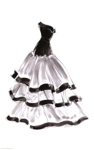 305x488 Evening Gown With Ruffles Print